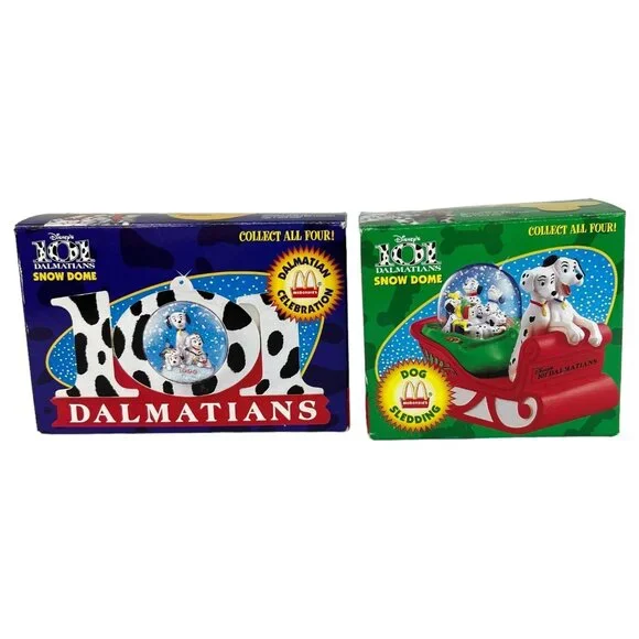 1996 McDonalds Disney 101 Dalmatians Christmas Ornaments Snow Globe Dome Vintage - Picture 10 of 12